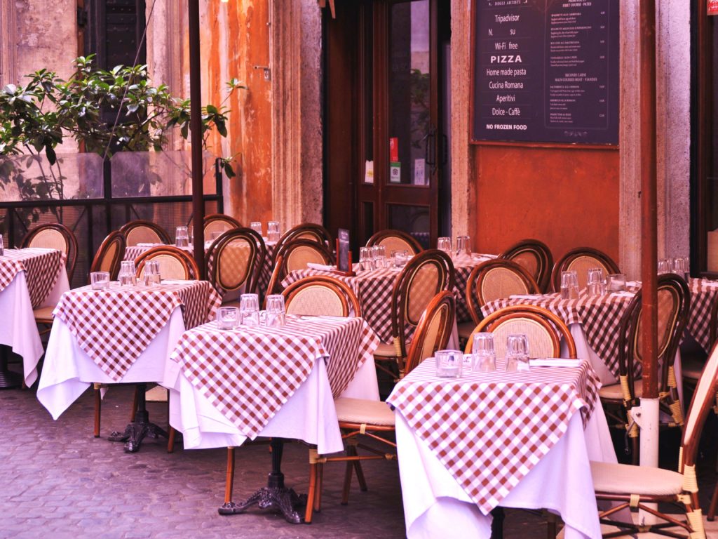 tables and chairs at a restaurant | places to evangelize