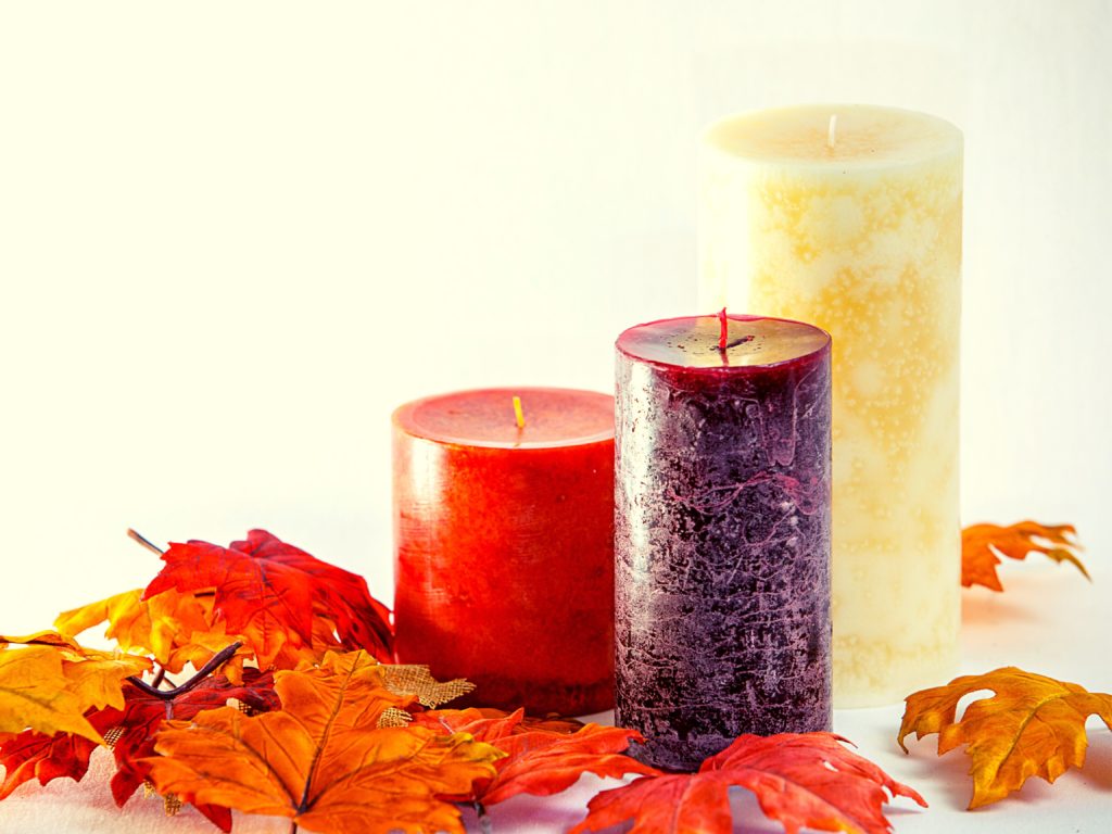 candles and fall leaves | in everything give thanks
