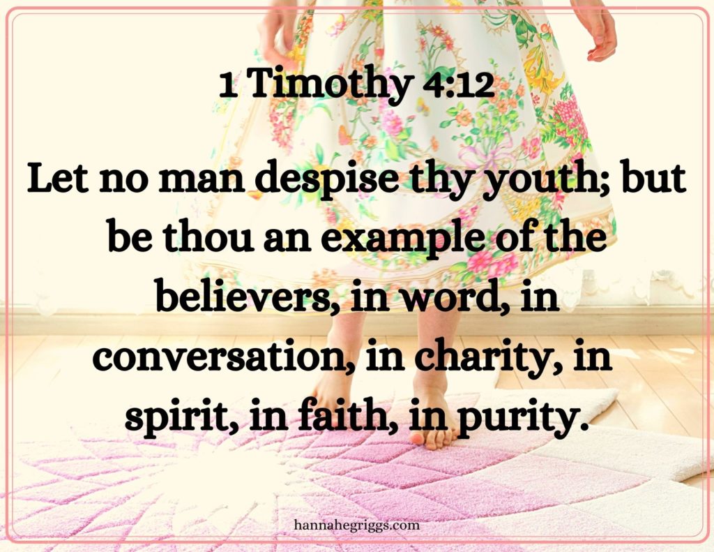 girl in embroidered dress standing on rug | 1 Timothy 4:12